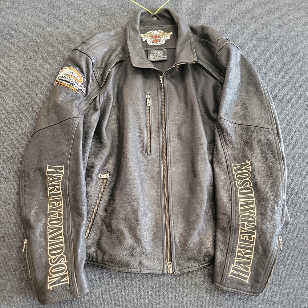 Vintage Harley Davidson CA03402 Leather Jacket-Black-Size 2XL